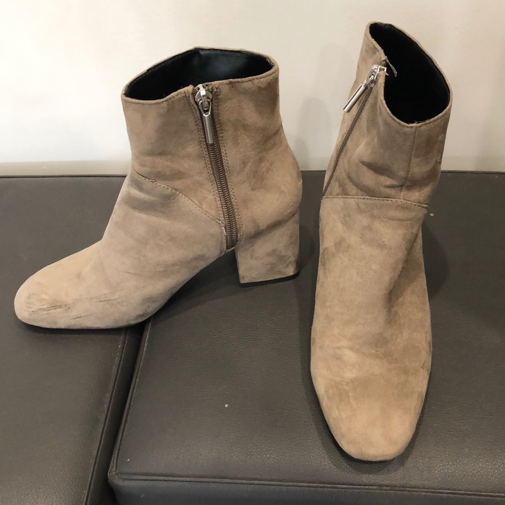Zara suede booties in taupe
